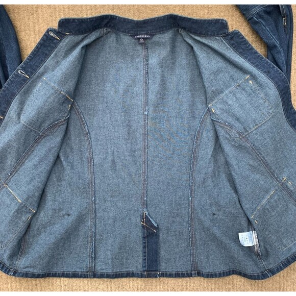 Lands End Jacket Womens XL Denim Barn Chore Cargo Shacket Field Outdoor Garden - Picture 3 of 11